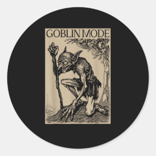 Pegatina Redonda Modo Duende Goblincore Estética Vintage Divertida