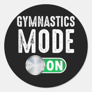 Pegatina Redonda Modo Gimnasia Activado Entrenador Atleta Gimnasta