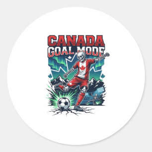 Pegatina Redonda Modo Gol Canadá Esqueleto Delantero Naciones Dinám