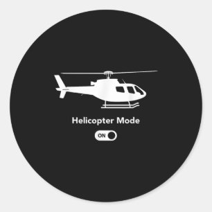 Pegatina Redonda Modo Helicóptero activado - Gracioso diseño de avi