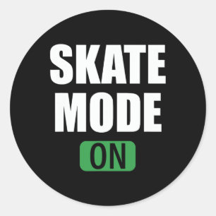 Pegatina Redonda Modo Patineta Botón de Encendido Divertido Patinaj