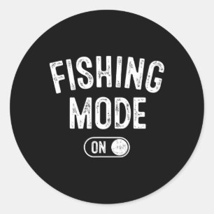 Pegatina Redonda Modo Pesca Activado Regalo Divertido Pescador Papá