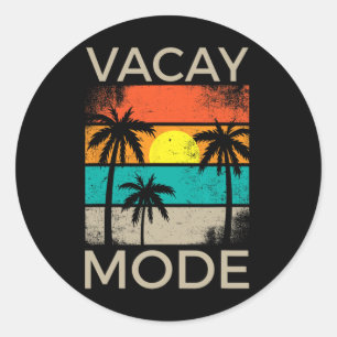 Pegatina Redonda Modo Vacaciones Hombres Mujeres Niños Vacaciones V