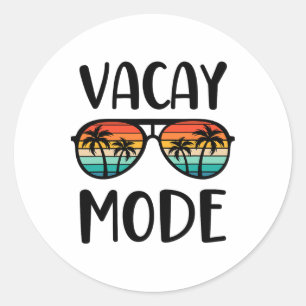 Pegatina Redonda Modo Vacaciones Hombres Mujeres Niños Verano Cruce