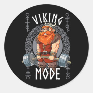 Pegatina Redonda Modo Viking Gym Bodybuilding