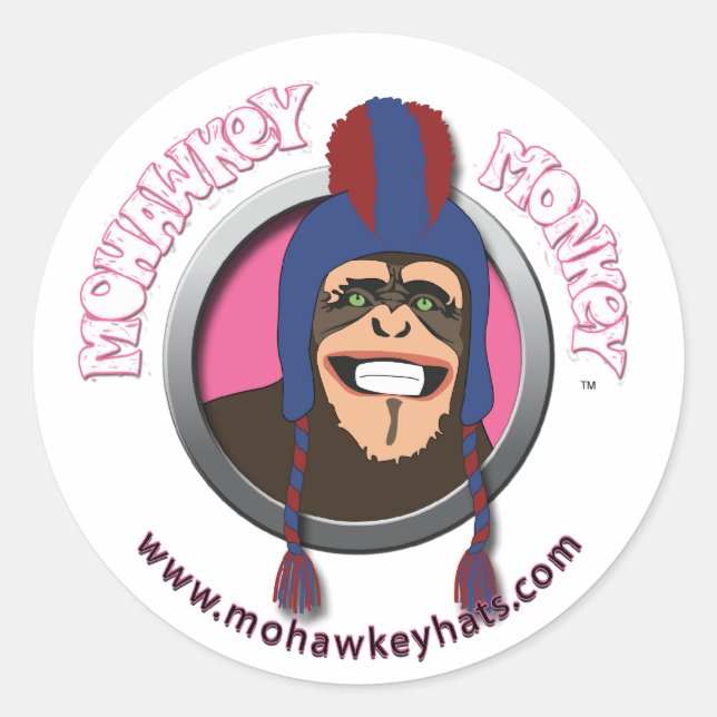 Pegatina Redonda Mohawkey Monkey (Anverso)