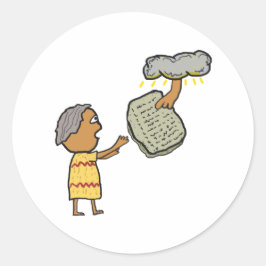 Pegatina Redonda Moisés y los diez mandamientos