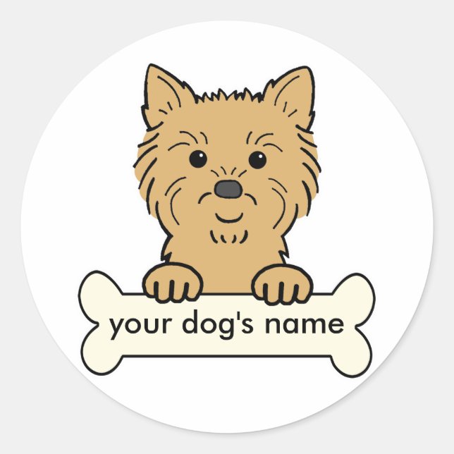 Pegatina Redonda Mojón Terrier personalizado (Anverso)