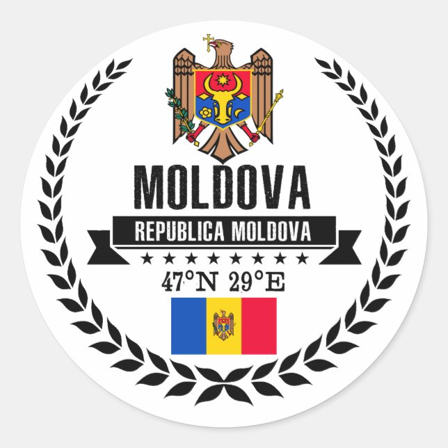 Pegatina Redonda Moldavia (Anverso)