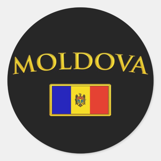Pegatina Redonda Moldavia dorada (Anverso)