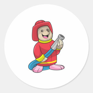 Pegatina Redonda Mole as Firefighter with Hose