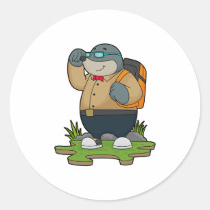 Pegatina Redonda Mole as Hiker con mochila