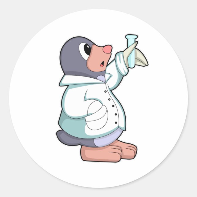 Pegatina Redonda Mole como científico con tubo de prueba (Anverso)