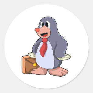 Pegatina Redonda Mole como empresario con bolsa