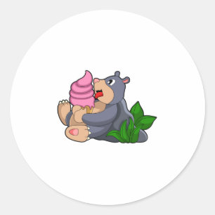 Pegatina Redonda Mole con helado Waffle