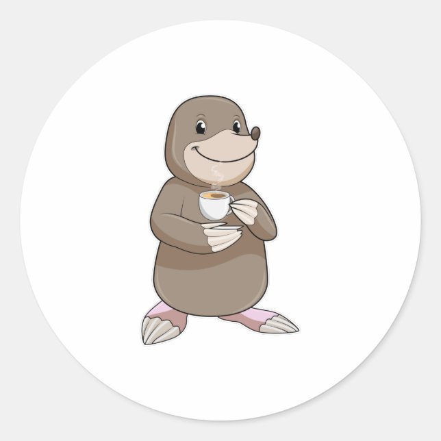 Pegatina Redonda Mole con la copa de café (Anverso)