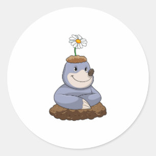 Pegatina Redonda Mole con la flor de margarita
