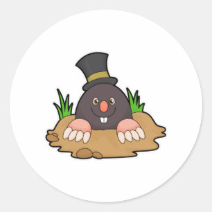 Pegatina Redonda Mole con Molehill y Gorra