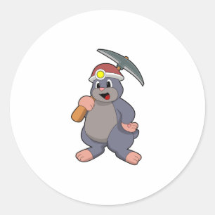 Pegatina Redonda Mole con Pickaxe