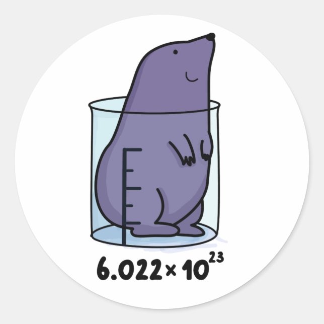 Pegatina Redonda Mole Ecuación Cute Mole En Un Pun De Beaker