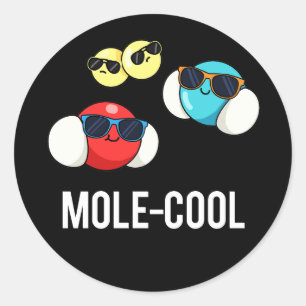 Pegatina Redonda Mole-Guay Funny Molécula Pun Dark BG