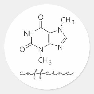 Pegatina Redonda Molécula cafeína