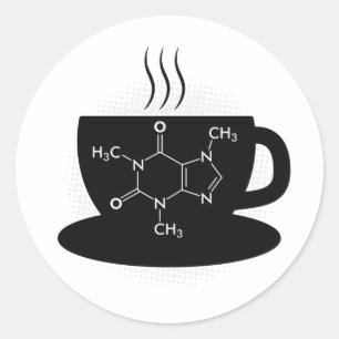 Pegatina Redonda Molécula de cafeína química