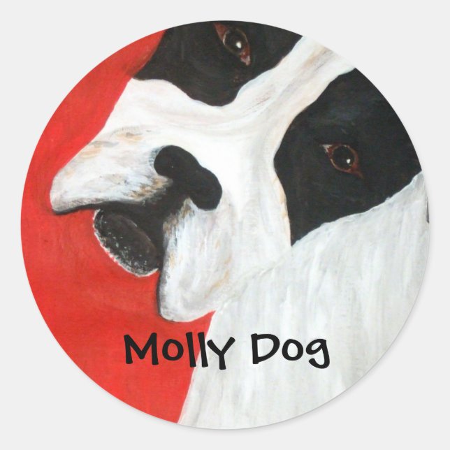 Pegatina Redonda Molly Dog (Anverso)