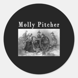 Pegatina Redonda Molly Pitcher Mary Ludwig Revolucionario Estadouni