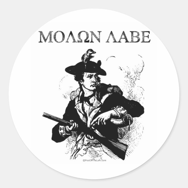 Pegatina Redonda Molon Labe Minuteman (Anverso)