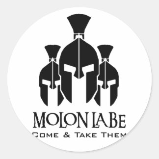 Pegatina Redonda MOLON LABE Triple Amenaza palabras