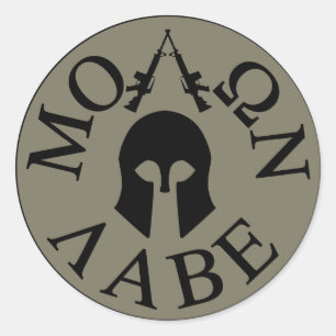 Pegatina Redonda Molon Labe, ven y llévalos