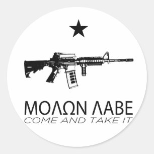 Pegatina Redonda Molon Labe - venido y lo toma