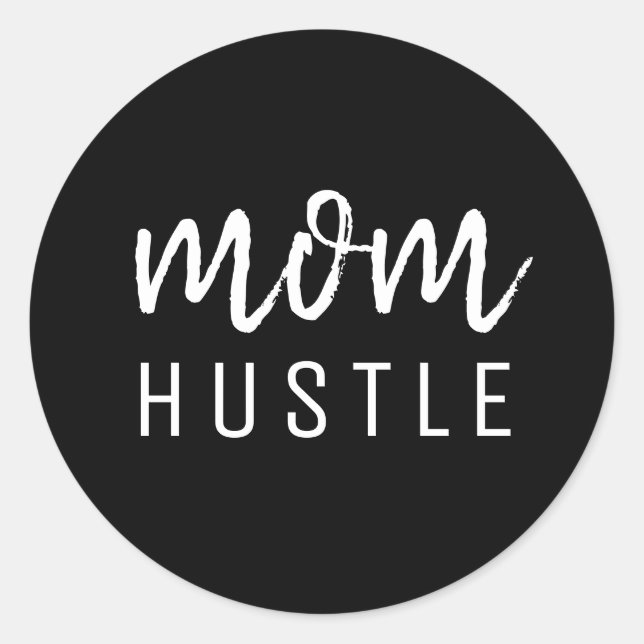 Pegatina Redonda Mom Hustle | Modern Script Black Mother's Day (Anverso)