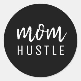 Pegatina Redonda Mom Hustle   Modern Script Black Mother's Day