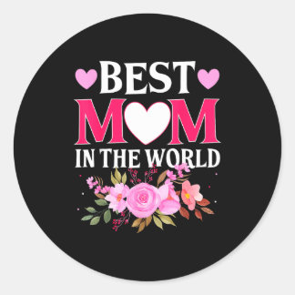 Pegatina Redonda Mom in the world mommy floral mother's day cute mo