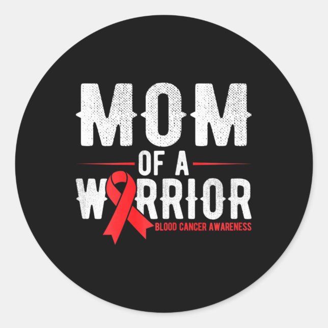 Pegatina Redonda Mom Of The Warrior Blood Cancer Awareness  (Anverso)