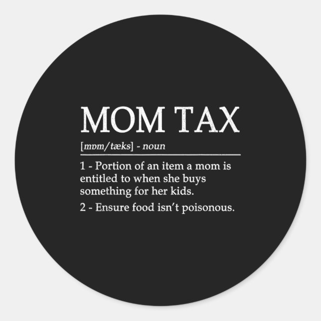 Pegatina Redonda Mom tax definition women's black short sleeve (Anverso)