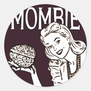 Pegatina Redonda Mombie Retro Zombie
