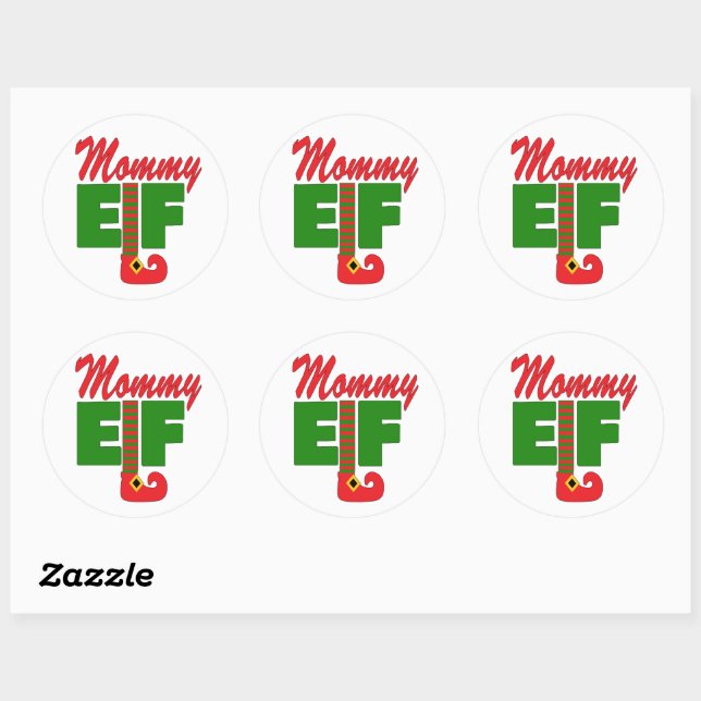 Pegatina Redonda Mommy Elf (Hoja)