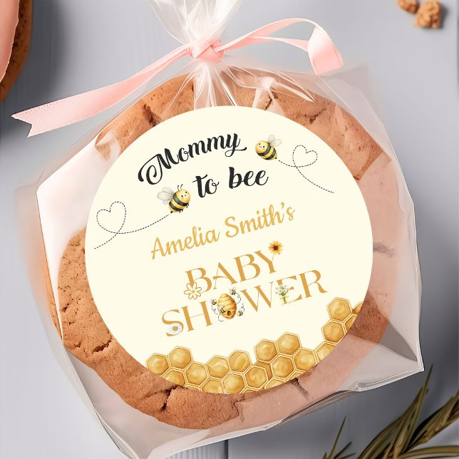Pegatina Redonda Mommy To Bee Baby Shower  (Subido por el creador)