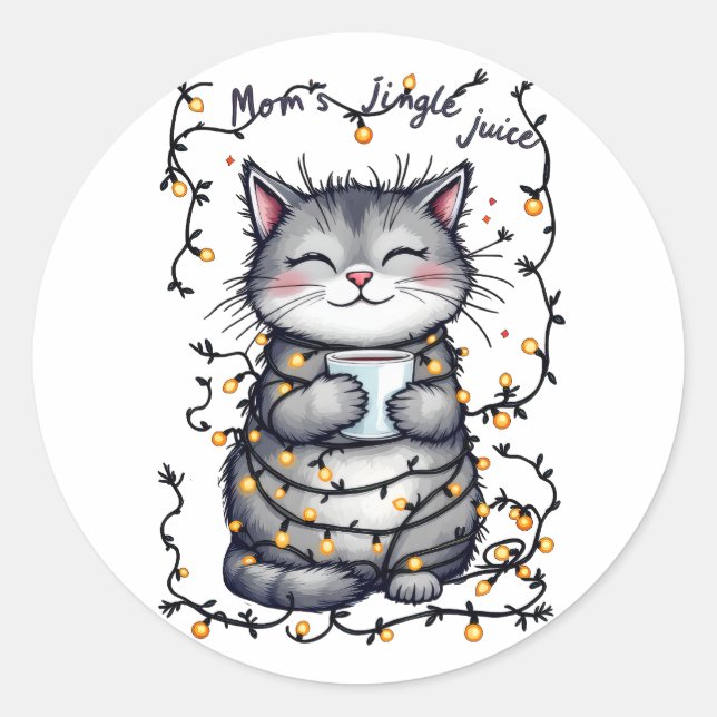Pegatina Redonda Mom's Jingle Juice  (Anverso)
