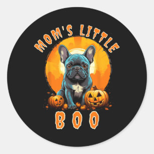 Pegatina Redonda Moms Little Boo Bulldog Francés Halloween Frenchie