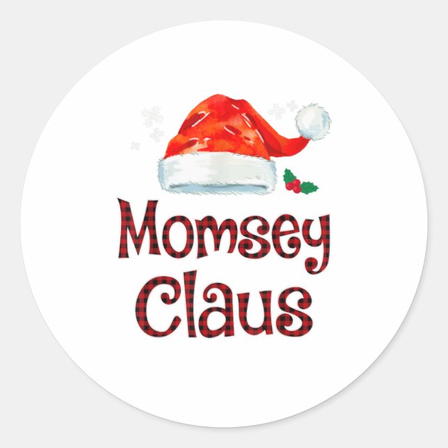 Pegatina Redonda Momsey Claus Tee Navidad Pajama (Anverso)