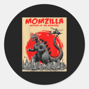 Pegatina Redonda Momzilla madre de monstruos retro vintage mamá