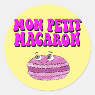 Pegatina Redonda Mon Petit Macaron Retro Groovy Textos
