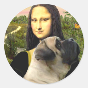 Pegatina Redonda Mona Lisa - Bull Mastiff #1