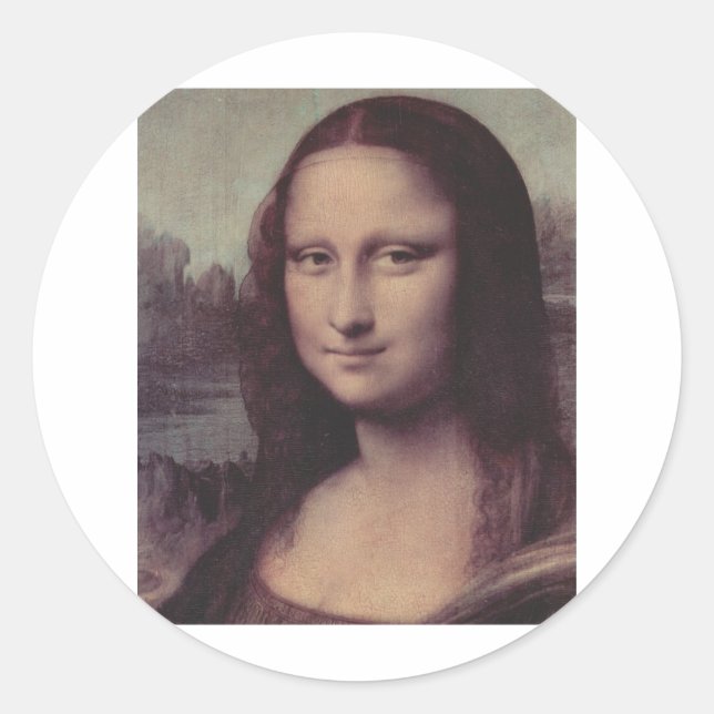 Pegatina Redonda Mona Lisa Face (Anverso)