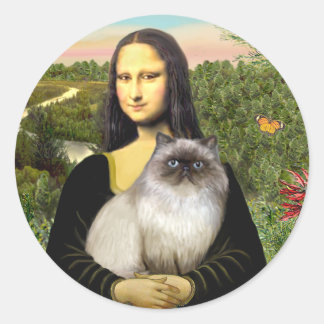 Pegatina Redonda Mona Lisa - Gato del Himalaya 7