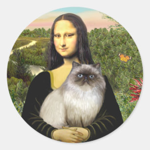 Pegatina Redonda Mona Lisa - gato Himalaya 7